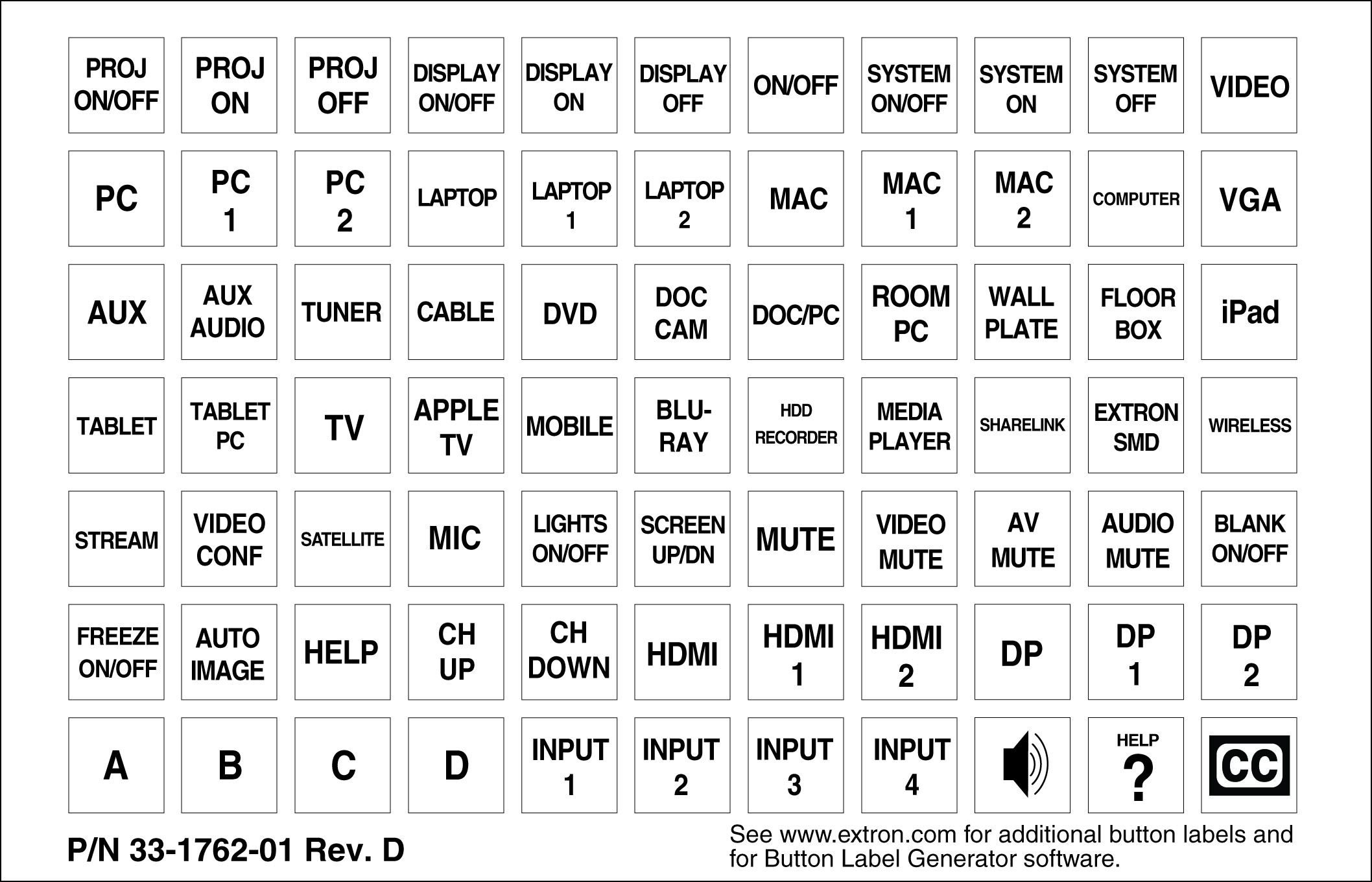 Text and Icon Labels, Sheet 1