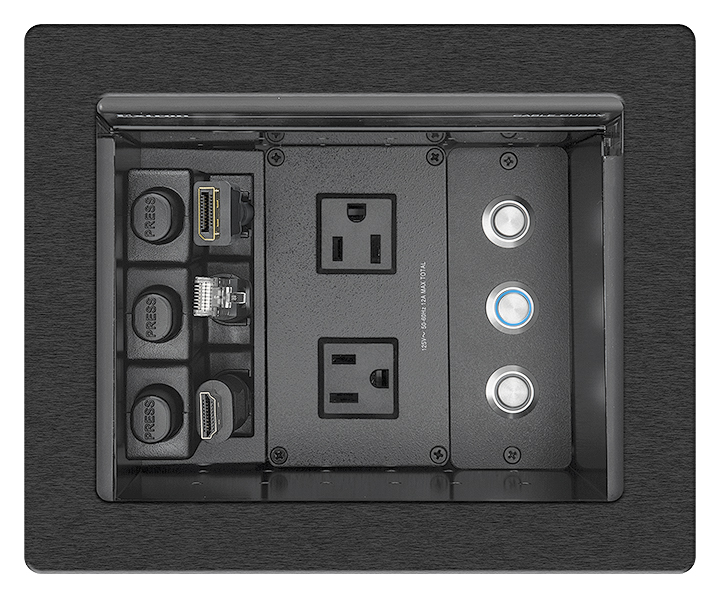 Cable Cubby 700 is compatible with optional CCB 30 module for remote control to Extron switchers or control modules with contact closure ports