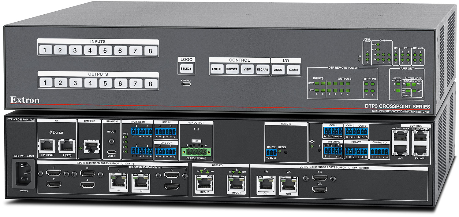 DTP3 CrossPoint 622 IPCP A - with control processor and 200 watt configurable power amplifier