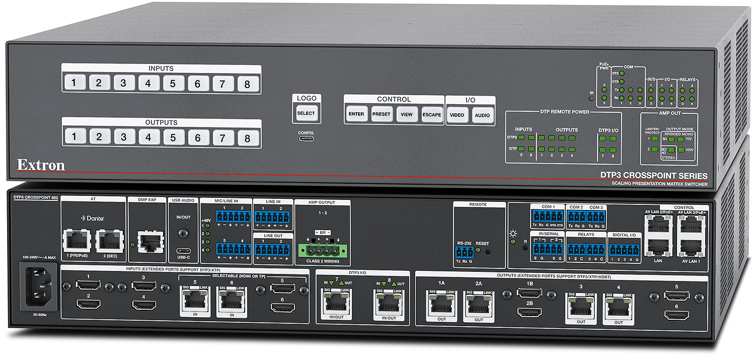 DTP3 CrossPoint 662 IPCP A - with control processor and 200 watt configurable power amplifier