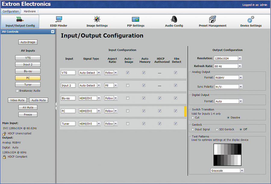 I/O Configuration Web Page