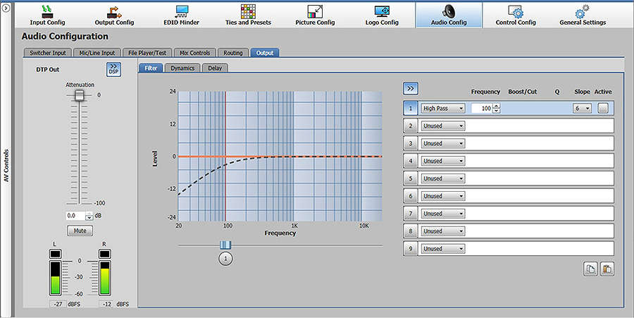 PCS Audio DSP Configuration Screen