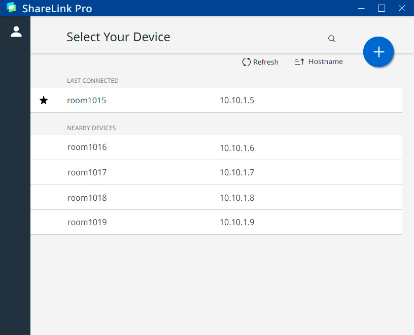 From the ShareLink Pro software select a ShareLink Pro 1100 to connect to