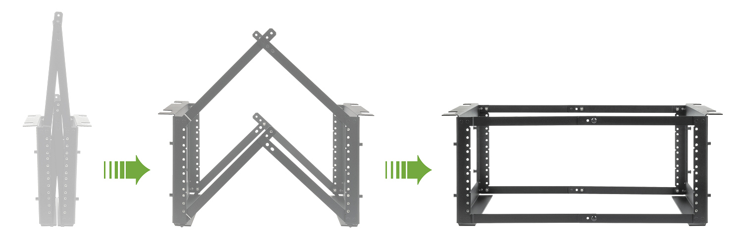 UTR rack mounts ship semi-assembled for quick assembly and can be configured in advance with its unique features that allow for single-person installation reducing time and labor on site