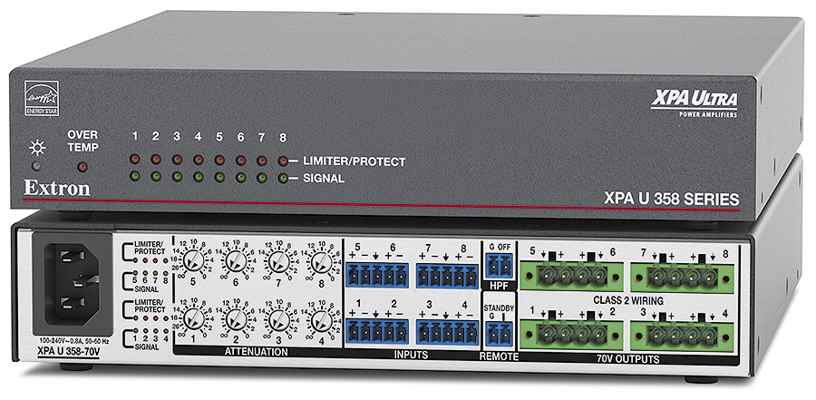 XPA U 358-70V - Eight Channels, 35 watts - 70 volts