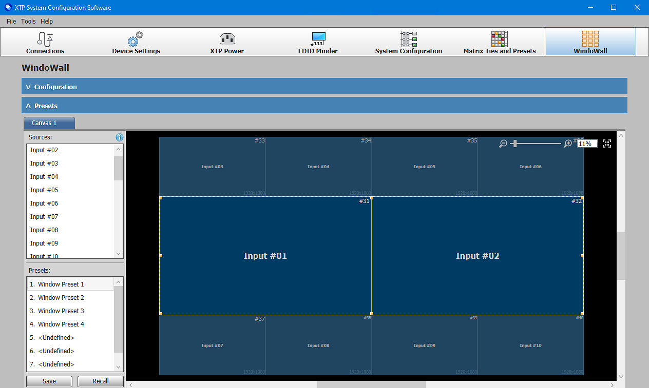 Presets expand capability and offer quick selection between layouts