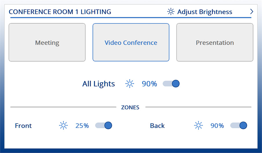 User interface of Conference Room light level