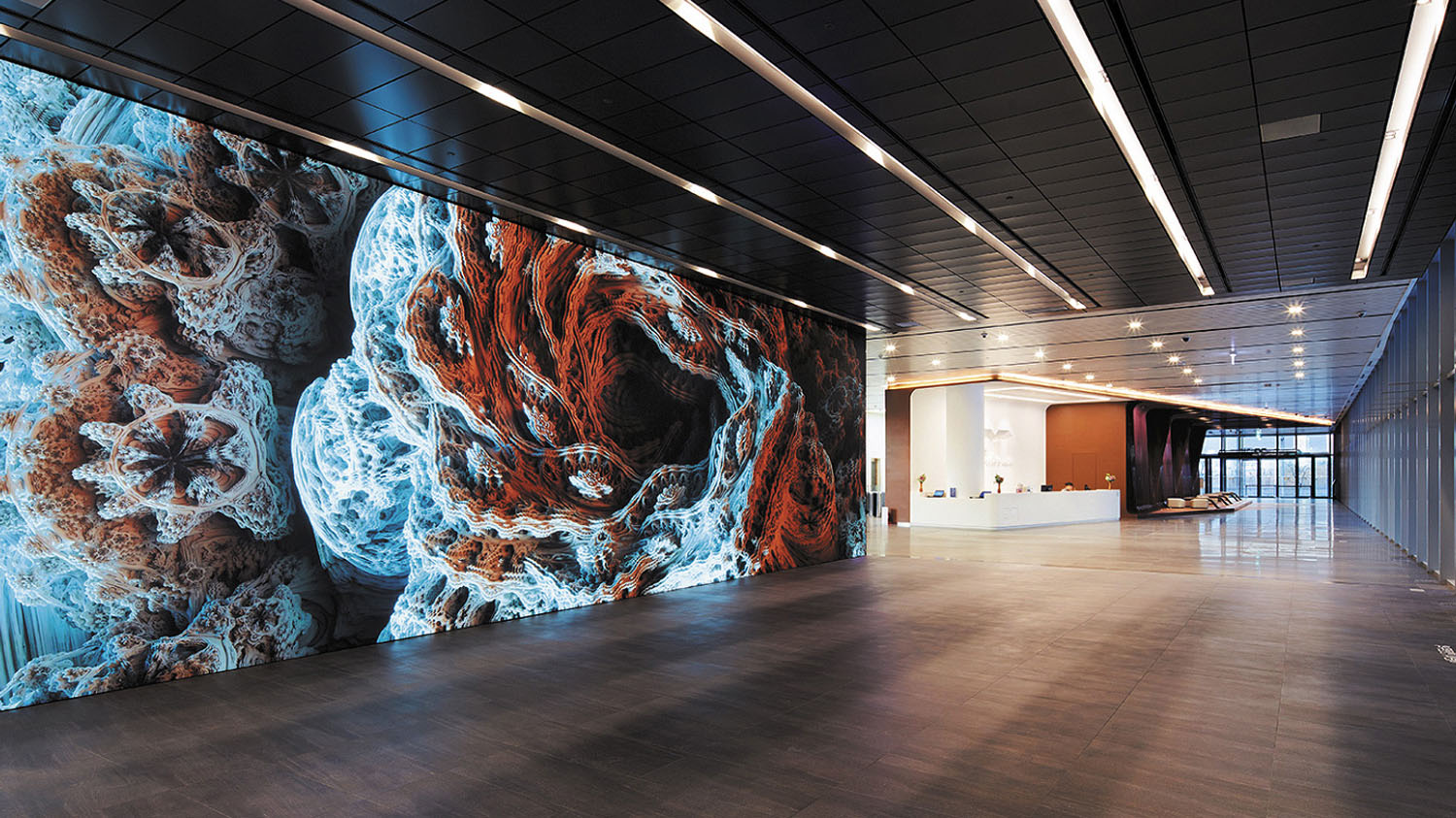 Large displays and digital signage at NCSOFT headquarters in Seoul, South Korea