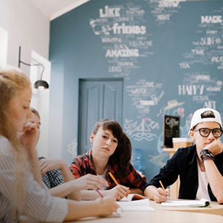 A group of students studying together.