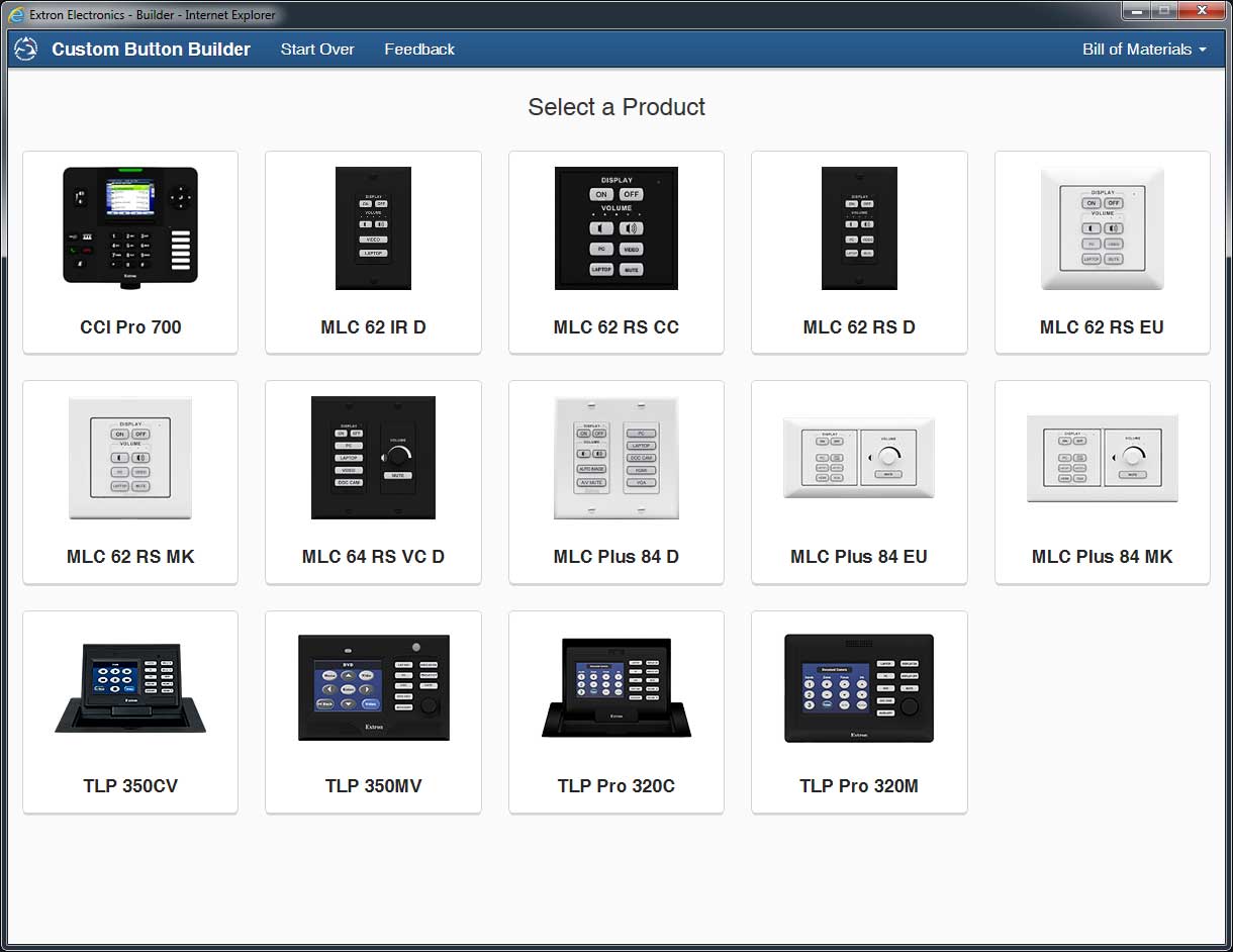 Select a product quickly and easily from either a list or grid view